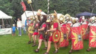 Roman Reenactment at the Amphitheatre in Caerleon Marching In [upl. by Nelleeus395]