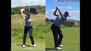 Justin Thomas golf swing  Long Iron faceon amp downtheline July 2017 [upl. by Adnerol]