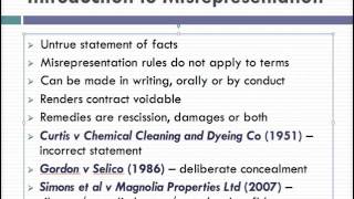 Misrepresentation Lecture 1 of 4 [upl. by Catina127]